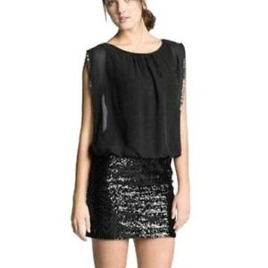 Adrianna Papell Black & Silver Sequin Dress 8